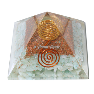 EMF koruma ve enerji geliştirme için Peridot Orgonite piramit Feng Shui tarzı akik oyma - Product Image 6