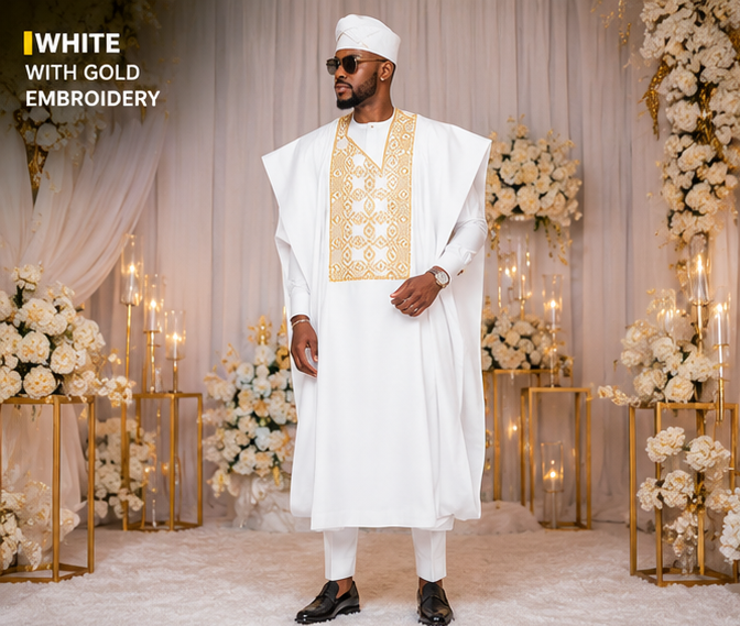 White + Gold embroidery