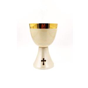 Parlak mat lehçe ve emaye bitirme ile pirinç kilise kadeh yuvarlak şekil renkli boncuk kakma tasarım içme için - Product Image 5