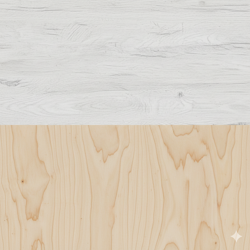 White & Natural Wood