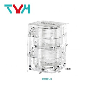 (BQ05-3) 10ML Square Shape Clear Color Cosmetics Jars、Stackable Small Jar (Cap + Middle + Base) - Product Image 2