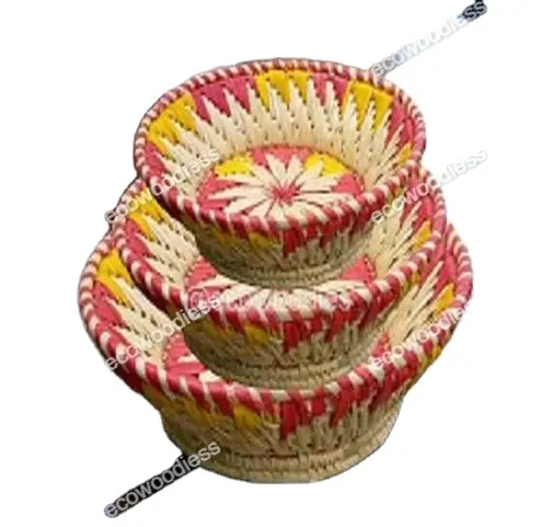 Cesta de flores de hierba Sabai de mimbre rústico Natural a la moda para el hogar, boda, fiesta, Festival, decoración de Navidad, ratán