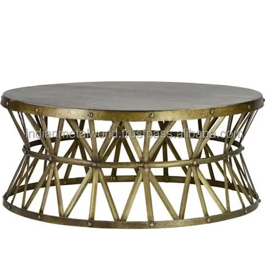 ROUNDED CORNER WROUGHT IRON COFFEE TABLE