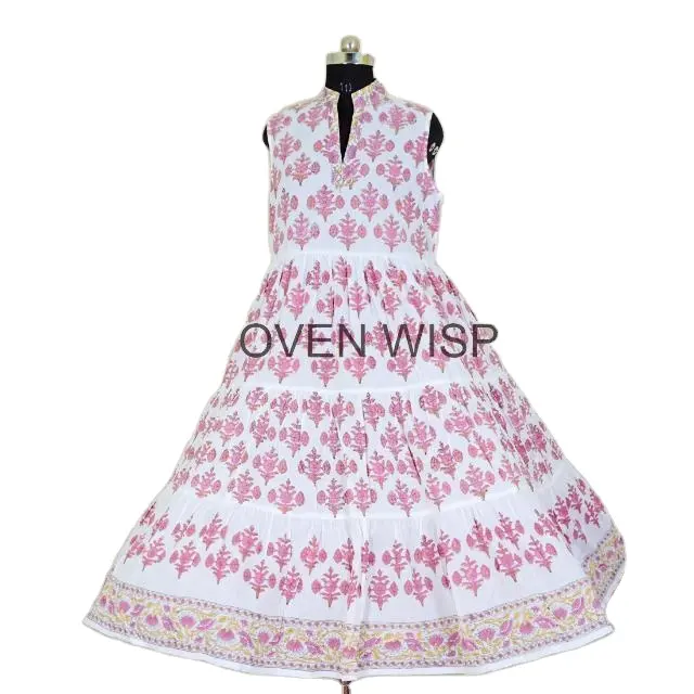 Gaun panjang tanpa lengan berenda gaya wanita mode baru musim panas 2024 gaun Maxi kasual longgar elegan motif bunga