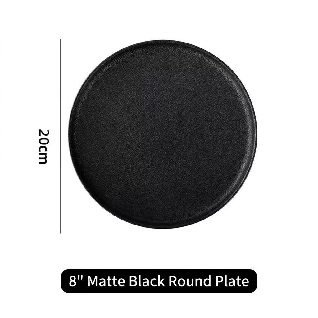 8 inch black matte round plate