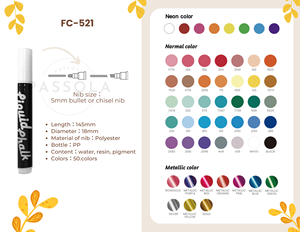 50 Colors 5 mm Erasable Bullet or <strong>Chisel</strong> <strong>Nib</strong> Water Based Liquid Chalk <strong>Marker</strong>