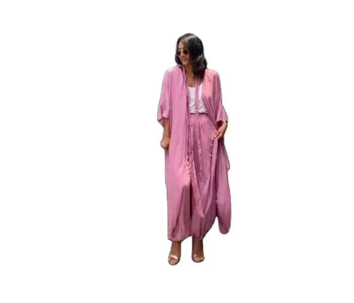 Verano bohemio mujer occidental 2 piezas manga larga Kimono pijama Boho & Gypcy largo vestido informal