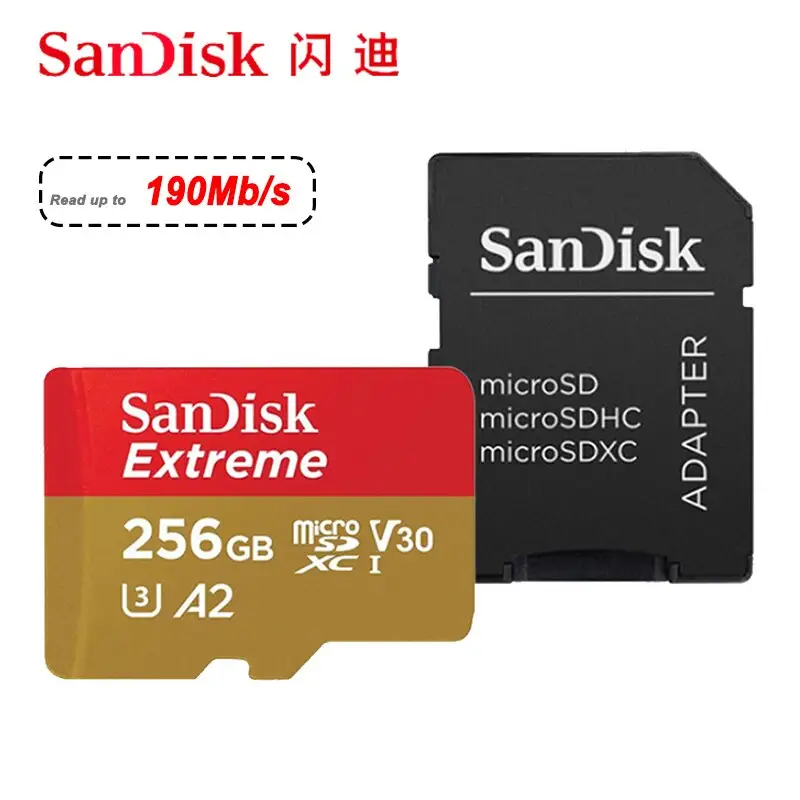 Sandisk Extreme Micro Sd Kaart 64Gb Micro Sd 128Gb 32Gb Flash Geheugenkaart Sd 256Gb U3 4K V30 Monitor Microcard 512Gb 1Tb Tf Kaarten