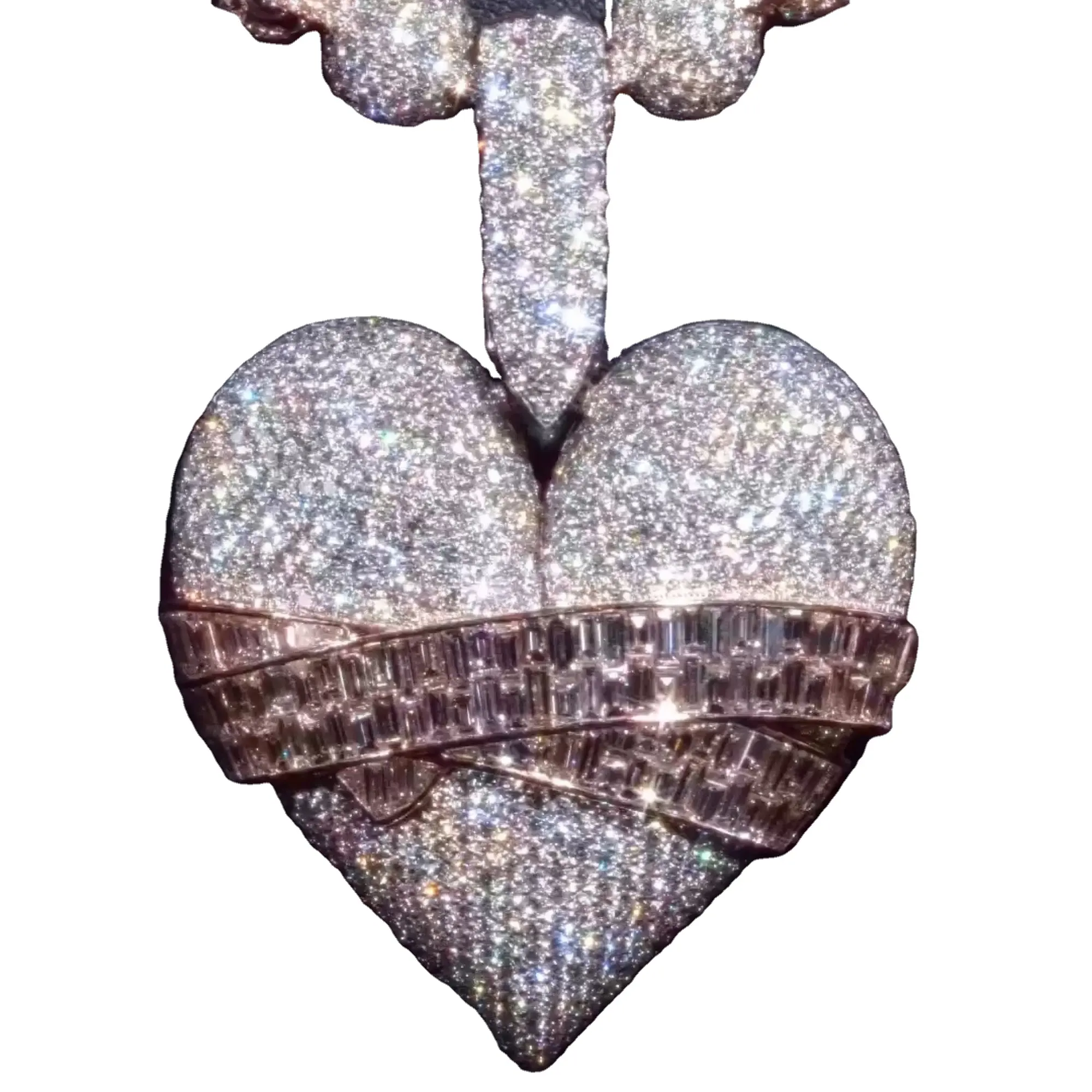Ciondolo di diamanti di alta qualità ciondolo Hip Hop personalizzato 925 Sterling ghiacciato in argento ciondolo con diamante con catena