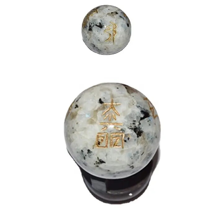 इंद्रधनुष चांदनी पत्थर की गेंद क्रिस्टल उपचार उत्कीर्ण सुई रीकी प्रतीक जीमस्टोन सकारात्मक ऊर्जा रत्न