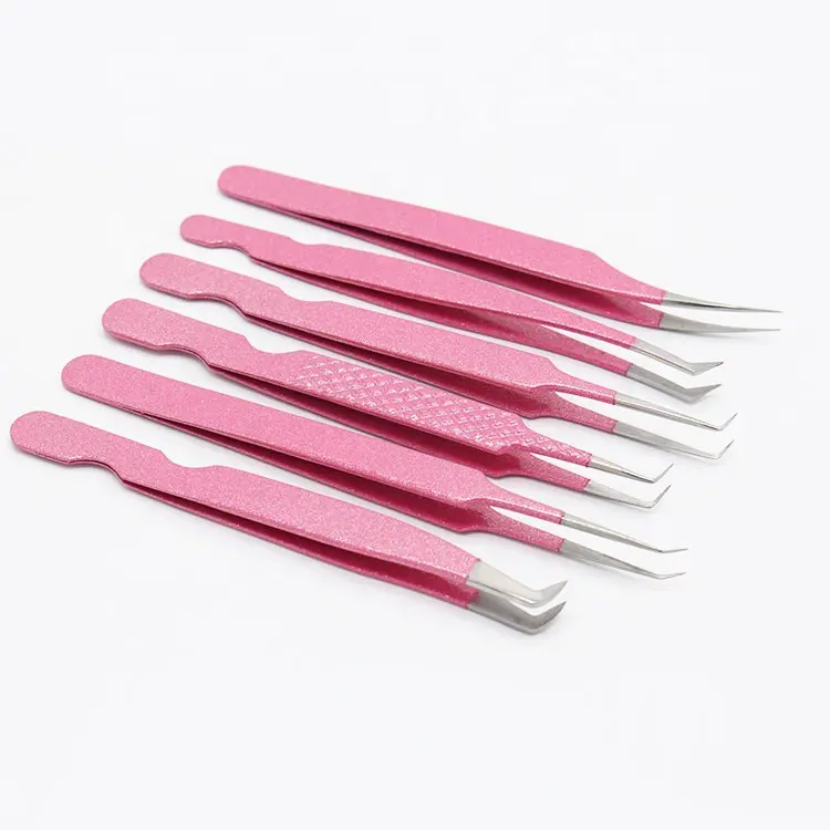 New Light Pink Eyelash Extension Tweezers with New Beautiful Color Combination Stainless Steel