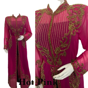 2025 son fantezi ağır ipek Kaftan/Abaya elbise güzel uzun tarzı parti giyim el nakışı kristal cam boncuk hint - Product Image 4