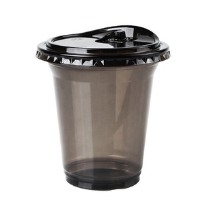 Buzlu kahve yüzlü için 8oz 12oz 16oz <span class=keywords><strong>20oz</strong></span> ile tek kullanımlık özel Logo baskılı siyah şeffaf PET plastik bardak