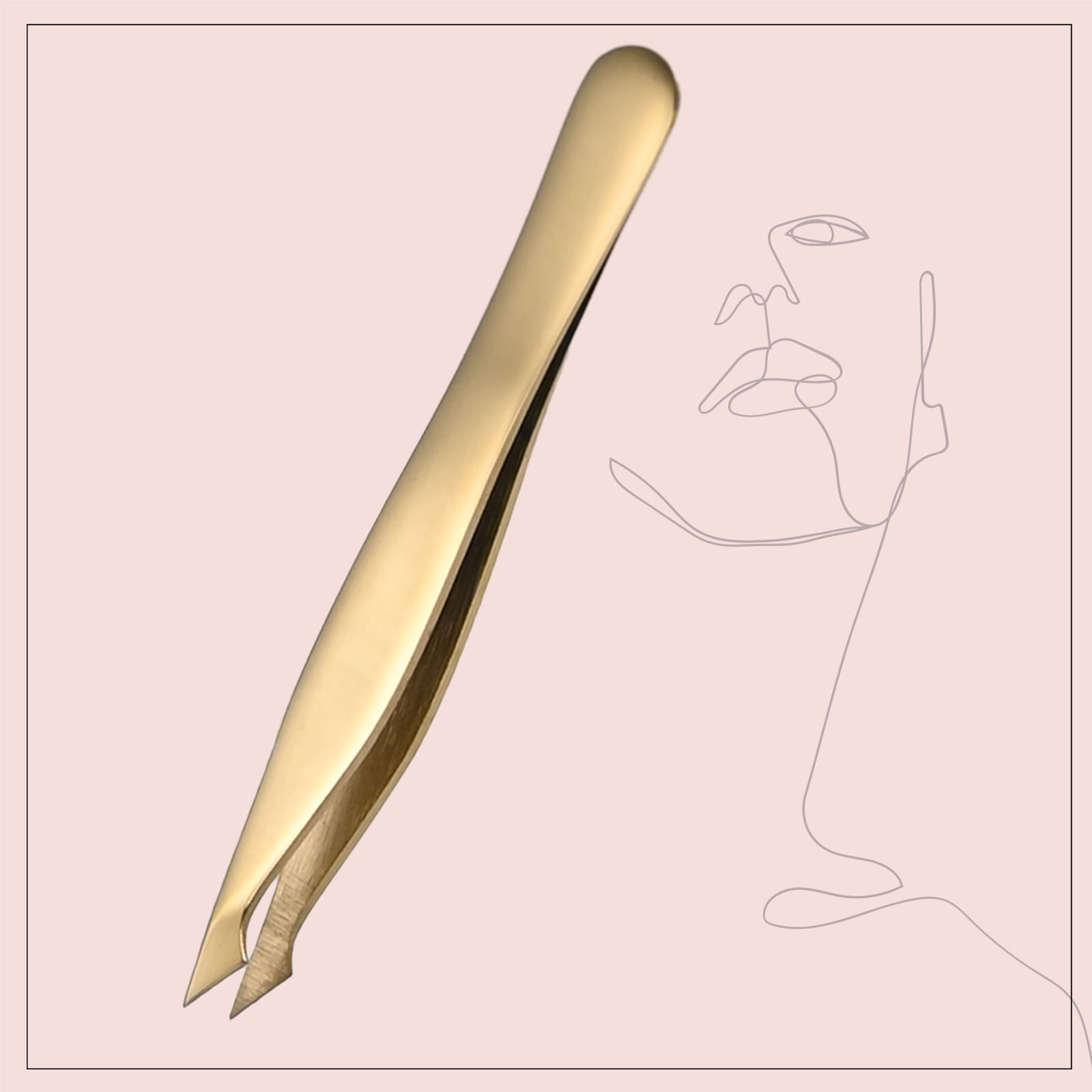Pince à sourcils à pointe inclinée dorée