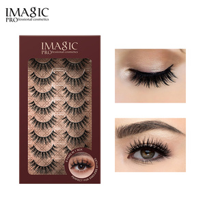 IMAGIC 8 Pares <span class=keywords><strong>3D</strong></span> Mink Strip Cílios Postiços Set Fluffy Wispy Cílios Curl Longa Duração À Prova D 'Água Livre Glueless Premium Volume