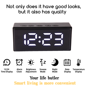 Nacht wecker mit LED-Anzeige USB-Batterie mit Temperatur-Schlummer datum Einstellbare Helligkeit - Product Image 2