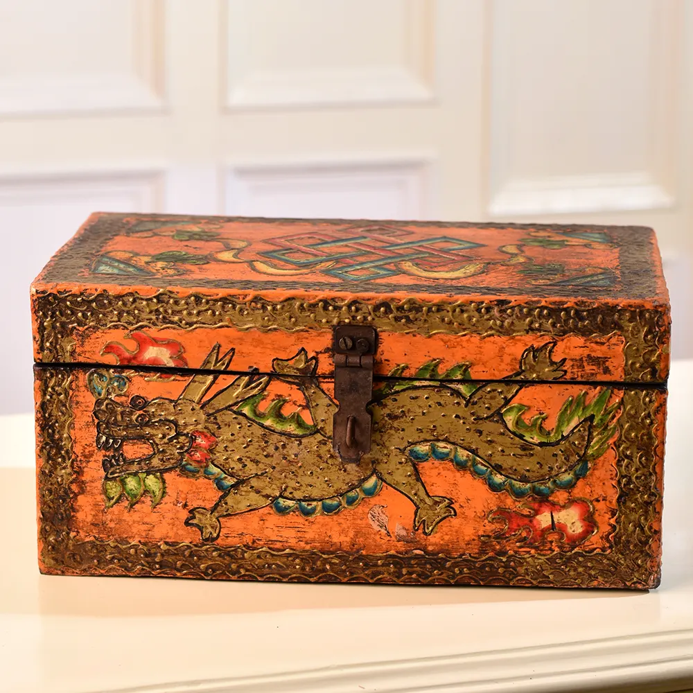 ड्रैगन डिजाइन गहने लकड़ी के बॉक्स भंडारण आइटम मल्टीकोलर ड्रैगन पैटर्न लकड़ी के बक्से घर सजावट