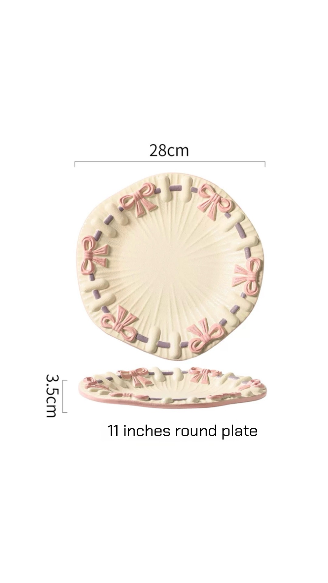 Plato de 11 pulgadas con lazos en relieve