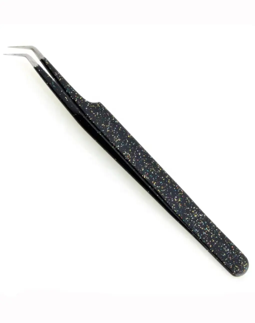 Juego de pinzas profesionales para pestañas de alta calidad, puntas afiladas de acero inoxidable rectas y pinzas negras curvas de 45 grados