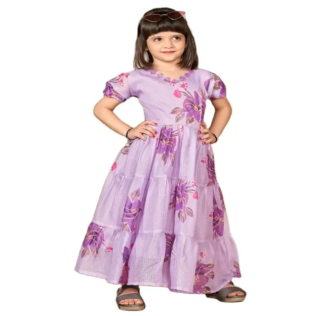 Индийская одежда для вечеринки, детская одежда, жоржет, Вышитое Платье с цифровым принтом, детское платье, оптовик и производитель детских платьев из Индии |