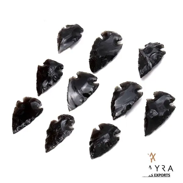 Batu permata Obsidian hitam 1 inci, anak panah grosir untuk berburu membeli Online dari kristal Amayra ekspor India