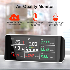 Dienmern gás multifuncional detector CO2/PM2.5/PM10/HCHO/TVOC detector com <span class=keywords><strong>sensor</strong></span> de temperatura e umidade
