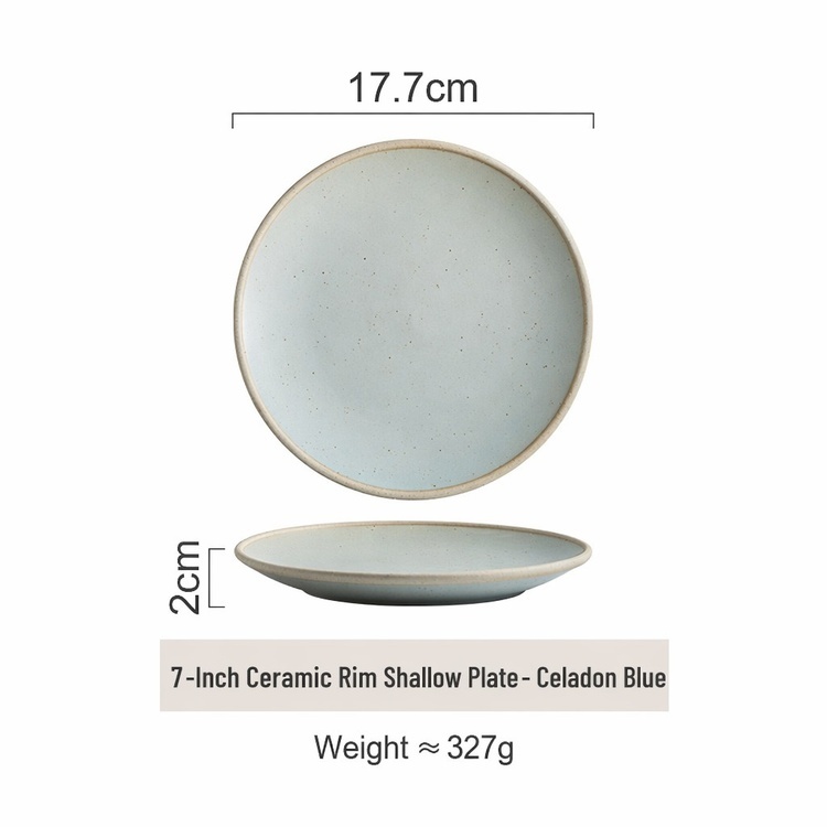 7 inch round celadon blue