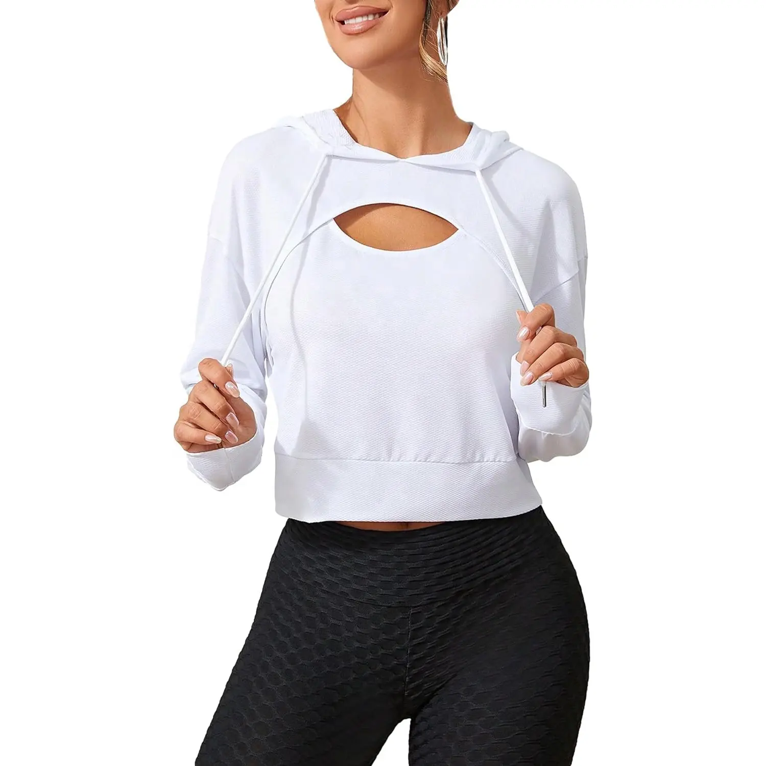 2023 nueva llegada Logo personalizado mujeres algodón polar Yoga sudadera entrenamiento deportes recortada cremallera sudadera conjunto para mujeres