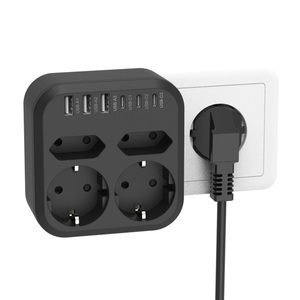 Venta directa de fábrica Enchufe multifunción europeo con enchufe convertidor USB Repetidor de enchufe europeo - Product Image 6