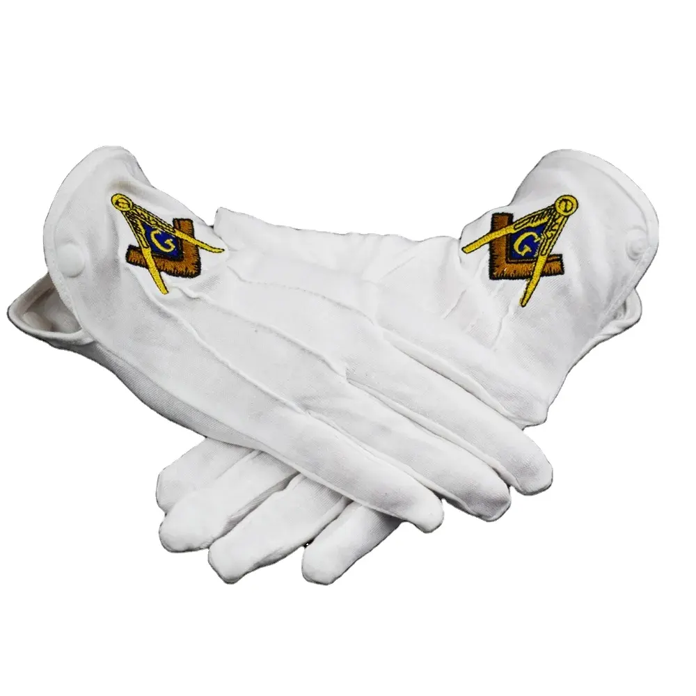 High Quality Cheap Masonic Gloves Wholesale Pure Cotton Masonic Regalia Gloves