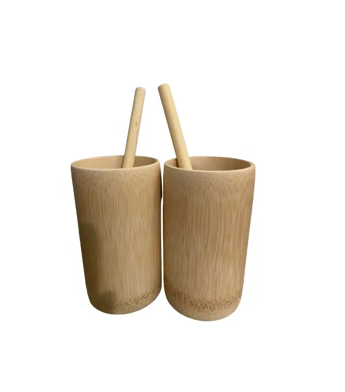 Hochwertige Bambus-Tee tasse-Natürliche Bambus-Trinkbecher mit Strohhalmen-Umwelt freundliche Geschenks ets aus Bambus geschirr
