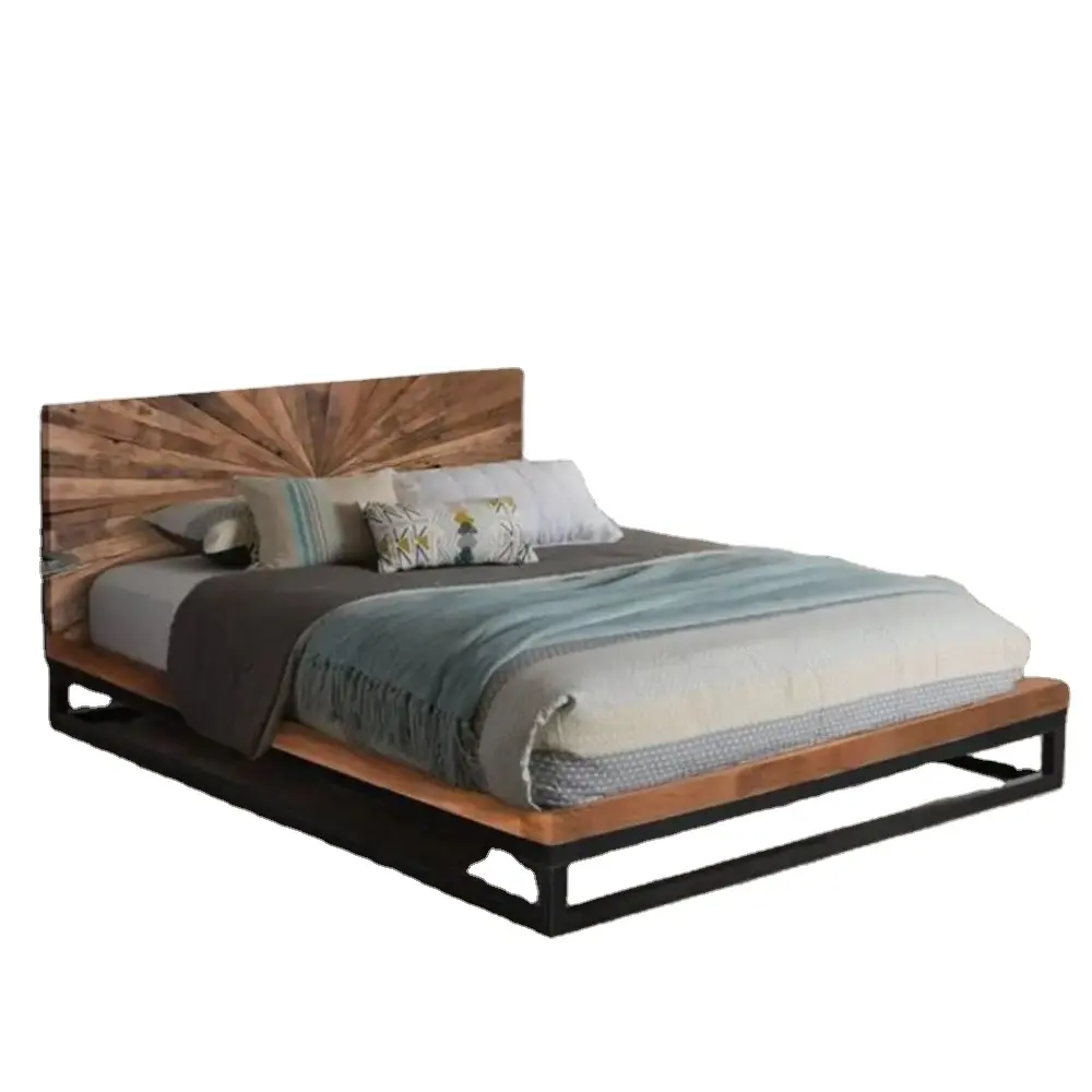 Venta al por mayor de alta calidad de lujo moderno Vintage antiguo Royal Bed Furniture Living Home de madera Live Edge Juegos de dormitorio Cama de madera para niños