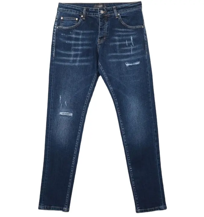 Su misura in cotone Spandex lavato nero blu svasato Hip Hop skinny Stretch Denim uomo donna Jeans per uomo