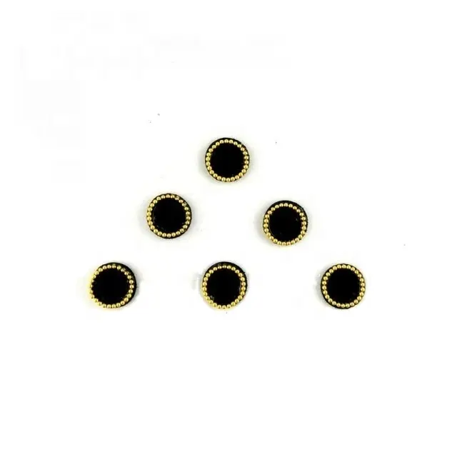 새로운 디자인 헤드 이마 얼굴 블랙 라운드 Bindi 벨벳 시트 의류 황금 공 피부 친화적 인 접착제 이동식 스티커