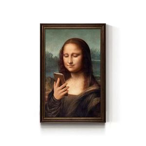 蒙娜丽莎迷因艺术画布框架画现代室内装饰搞笑著名艺术复制海报Mathematica