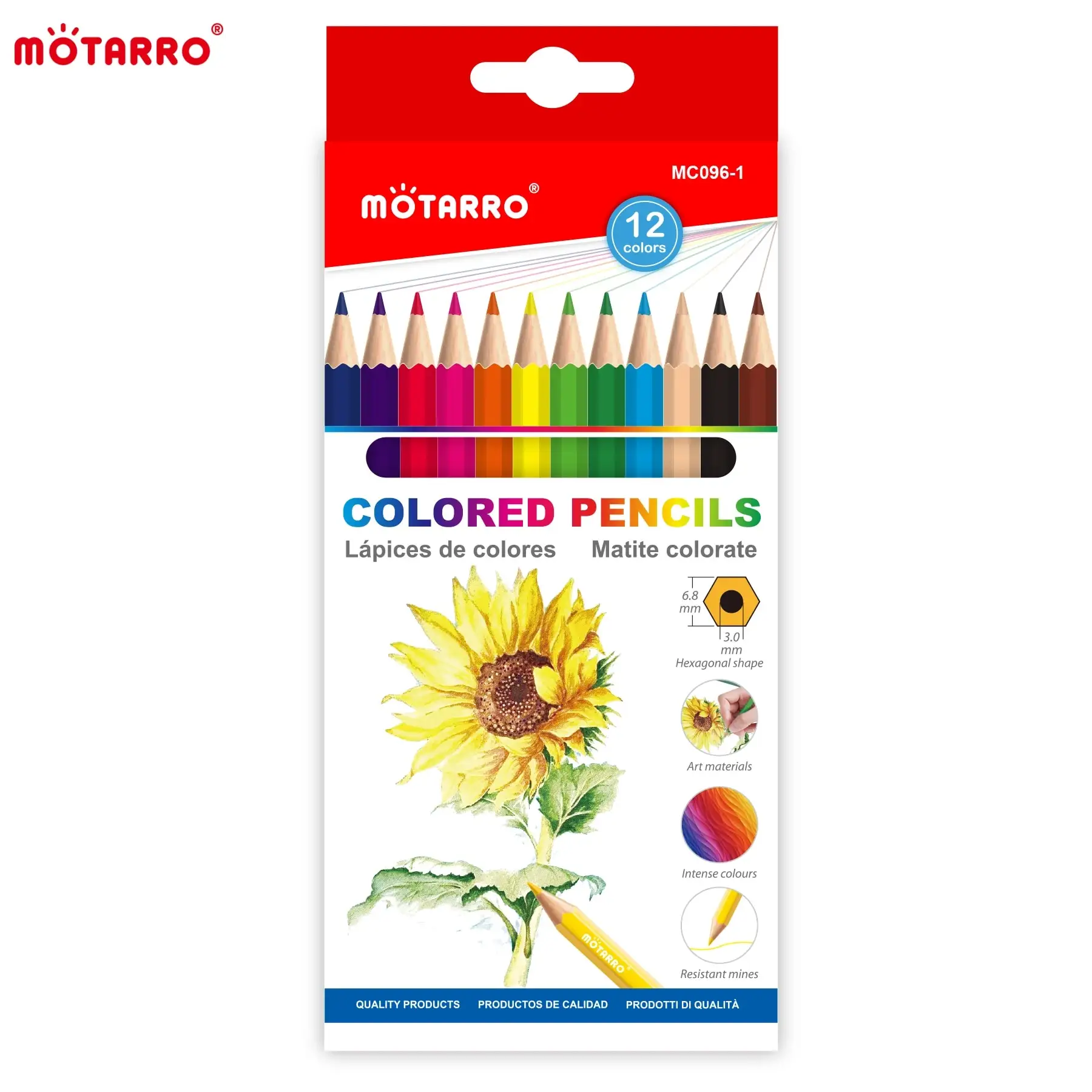 Motarro Conjunto de Lápis de Cor 12 Pcs Lápis de Desenho Aquarela Escola Escritório Escrita Papelaria Desenho Arte Esboços Material