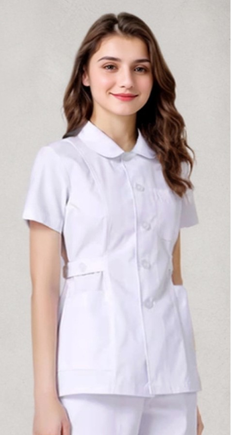 Top blanc manches courtes col claudine + pantalon