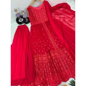 Sıra çalışması ile tasarımcı kadın üst Plazzo Dupatta seti - Product Image 6
