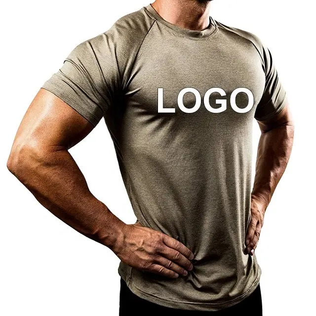 Camiseta de poliéster y LICRA con logotipo personalizado para hombre, camisa deportiva de compresión transpirable para gimnasio atlético, de secado rápido, 2022