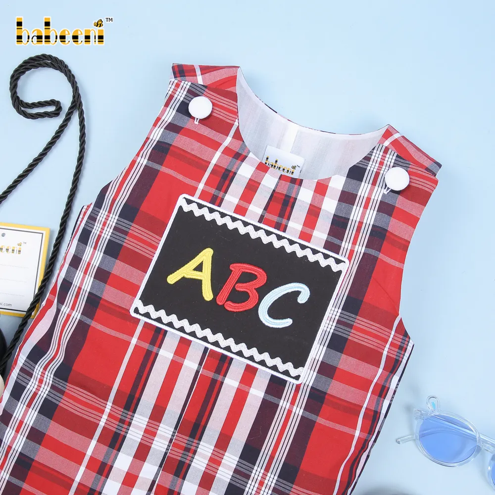 Smocked Back To School Babyromper Quần Áo Cho Bé Trai-BB1131