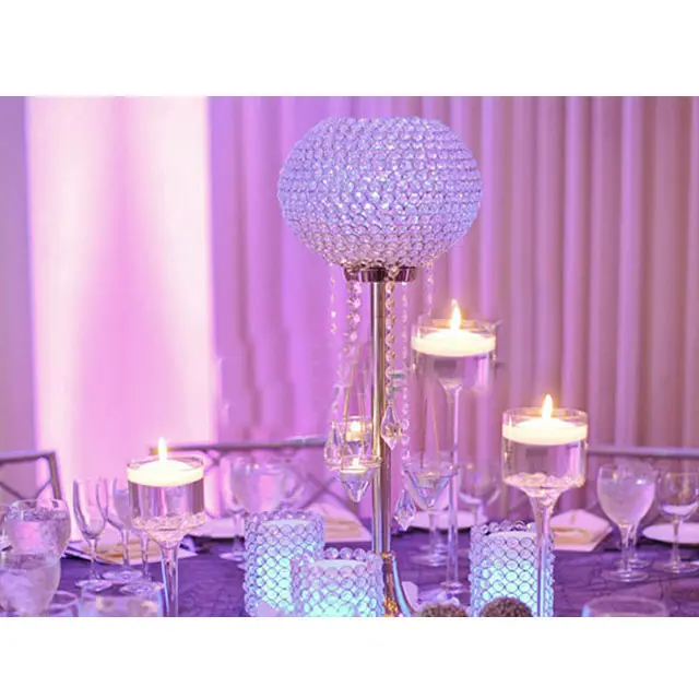 Bolas de cristal para casamento, candelabros cristal globo de cristal para decoração de cadeiras de casamento