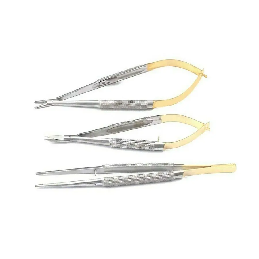 Set von 3 - Dental TC Castroviejo Micro Surgery Scissors Needle Holder Forceps