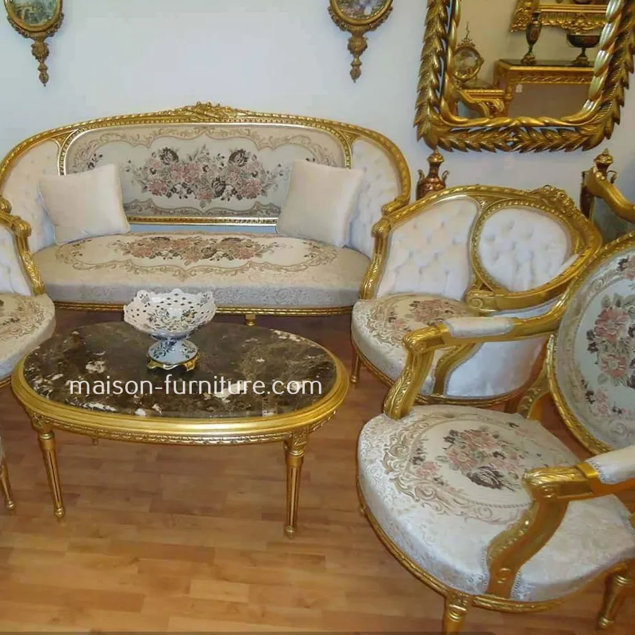 Sang Trọng Cổ Pháp Aubusson Tấm Thảm Sofa Set Phòng Khách Đồ Nội Thất Thiết Kế Hoàng Gia Đồ Nội Thất Sofa Set