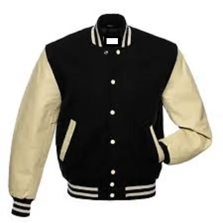 Factory price varsity jacket good quality jacket with leather sleeve