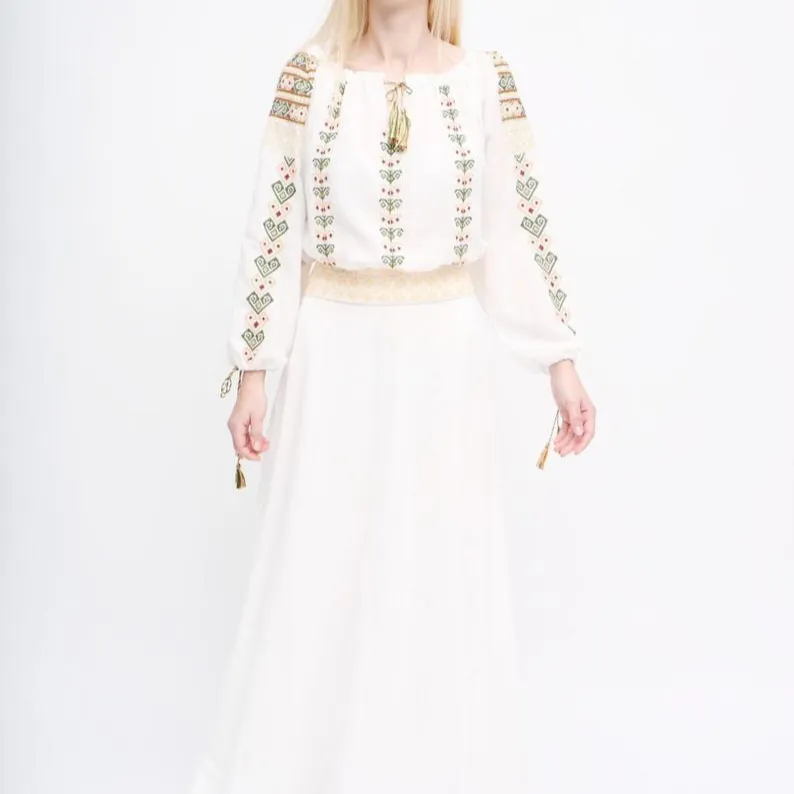 Summer Collection Designer Handcrafted Romanian Style Muslim woman's embroidered long dresses
