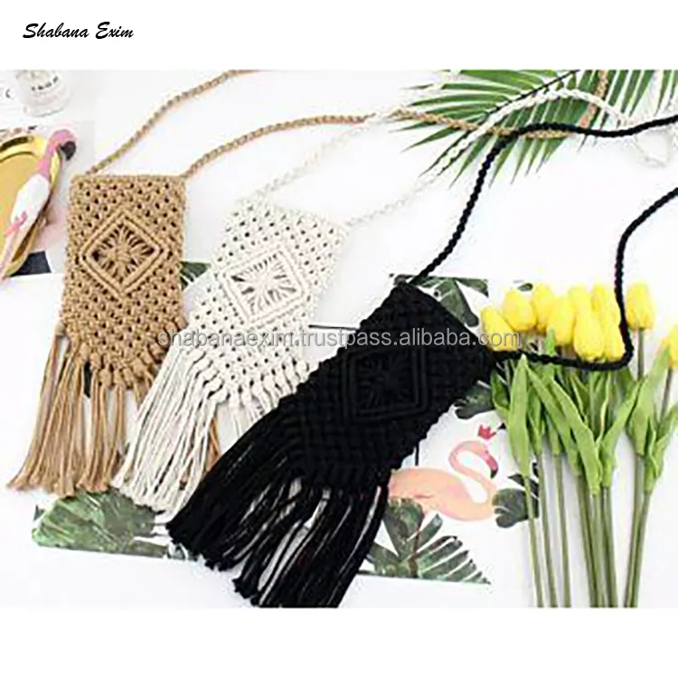 Indian Textile Handmade Cotton Macrame Shoulder Bag Hand Woven Crochet Bag Fashionable Shoulder Bag from India