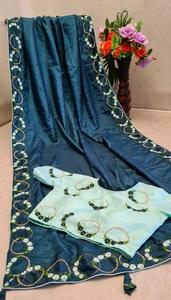 Açık pembe Sarees jaq nakış çalışması ile ağır düğün Katan Sarees bangladeş sari