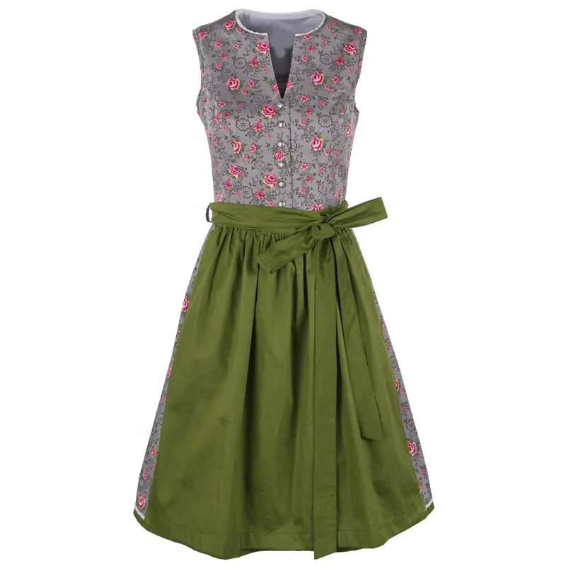 Modern Dirndl Dress with Beautiful Printed Flowers 100% Cotton for Girls / Custom Dirndl / German Dirndl Dress