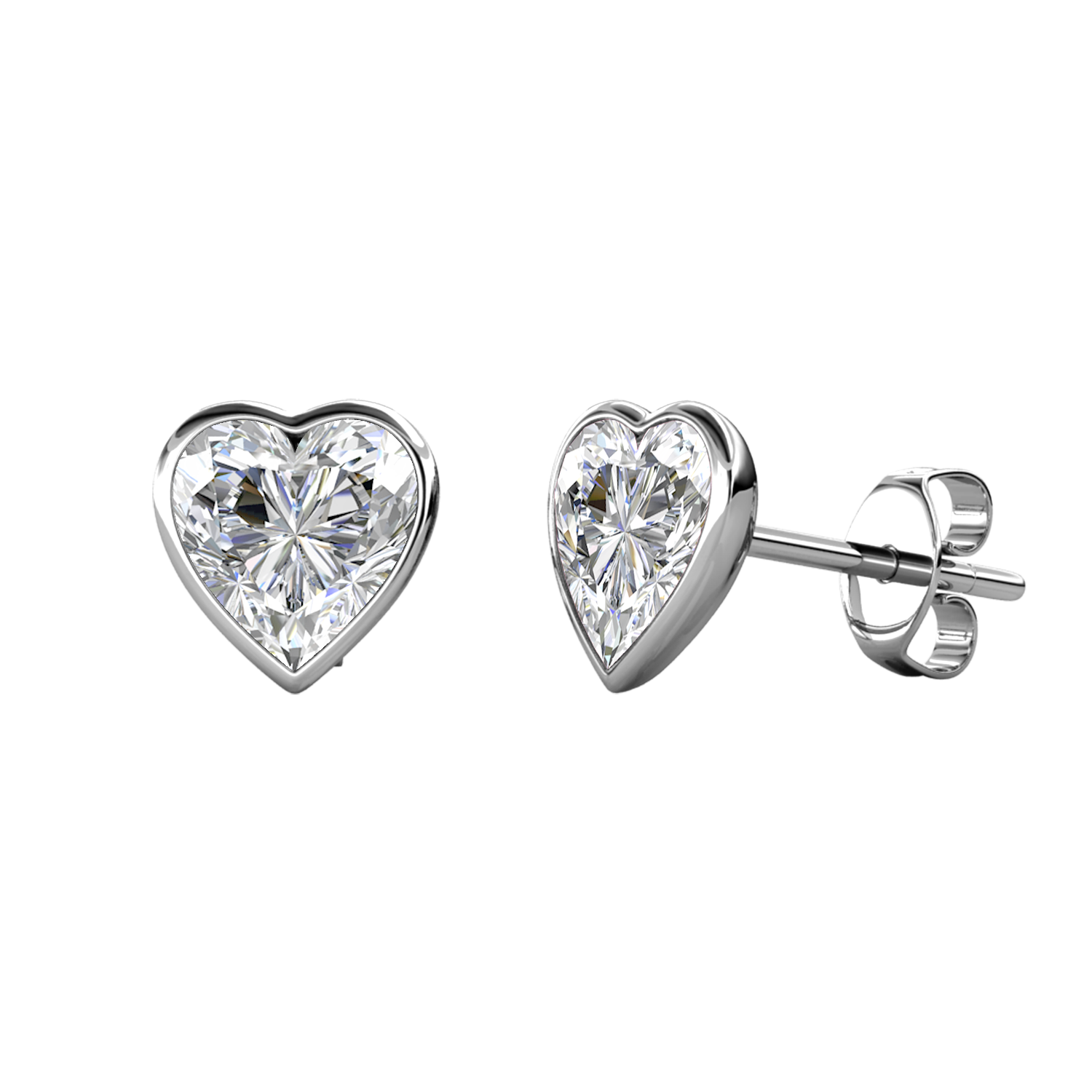 Brass With 18k WG Crystal Heart Shaped Crystal Stud Earrings