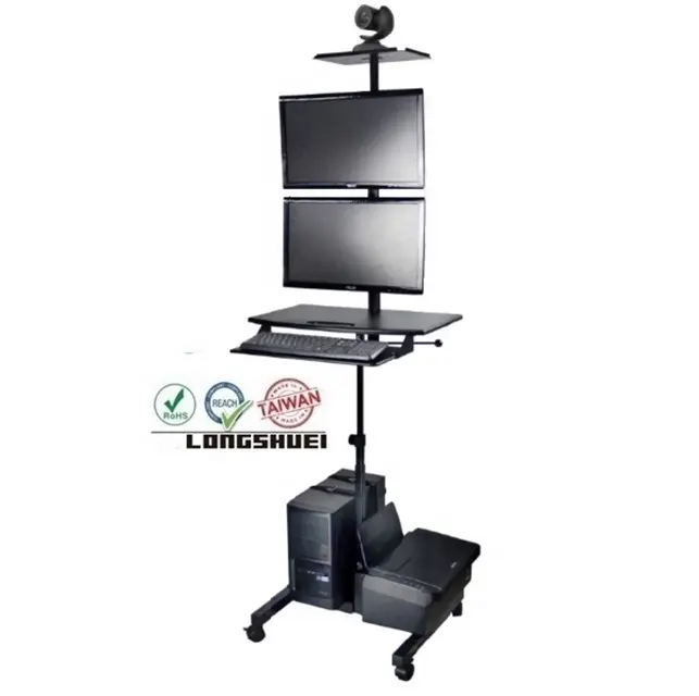 Profesional AV soporte usando en la sala de conferencias de montaje en vertical monitores vesa 50x50 75x75 100x100 pc Carro con teclado cajón